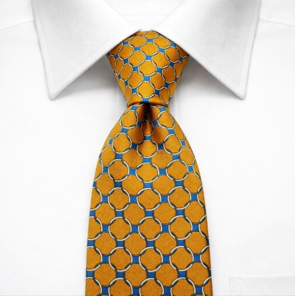 Robert Talbott Best of Class Silk Tie Tan Blue Geometric